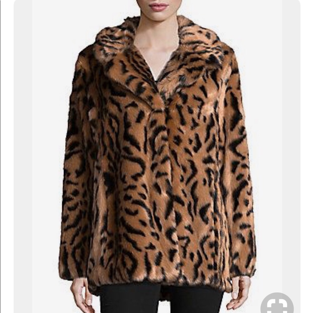 NWT 7 for Mankind Leopard Faux Fur Coat Size XS